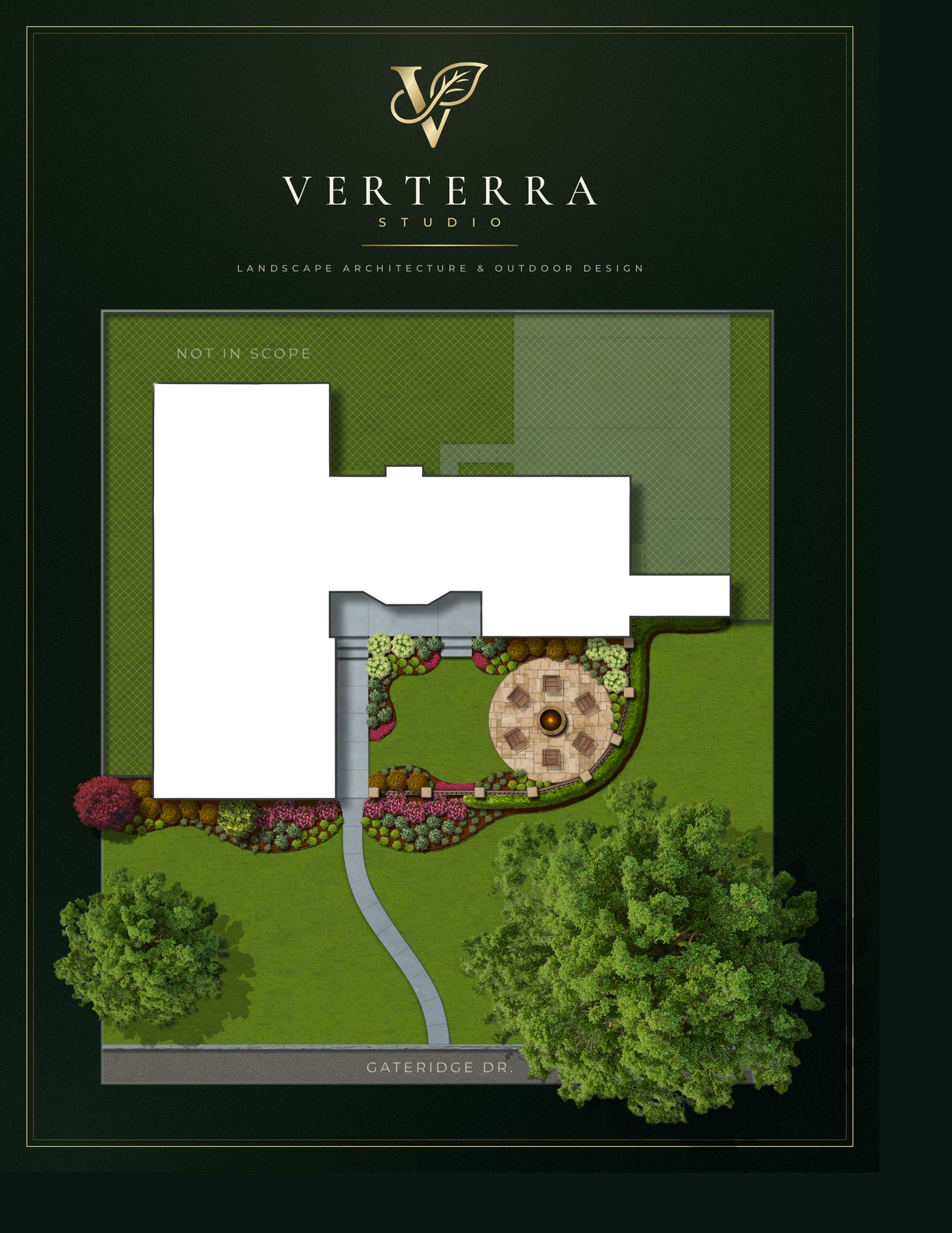 Verterra Studio presentation sheet for the Gateridge Drive landscape design